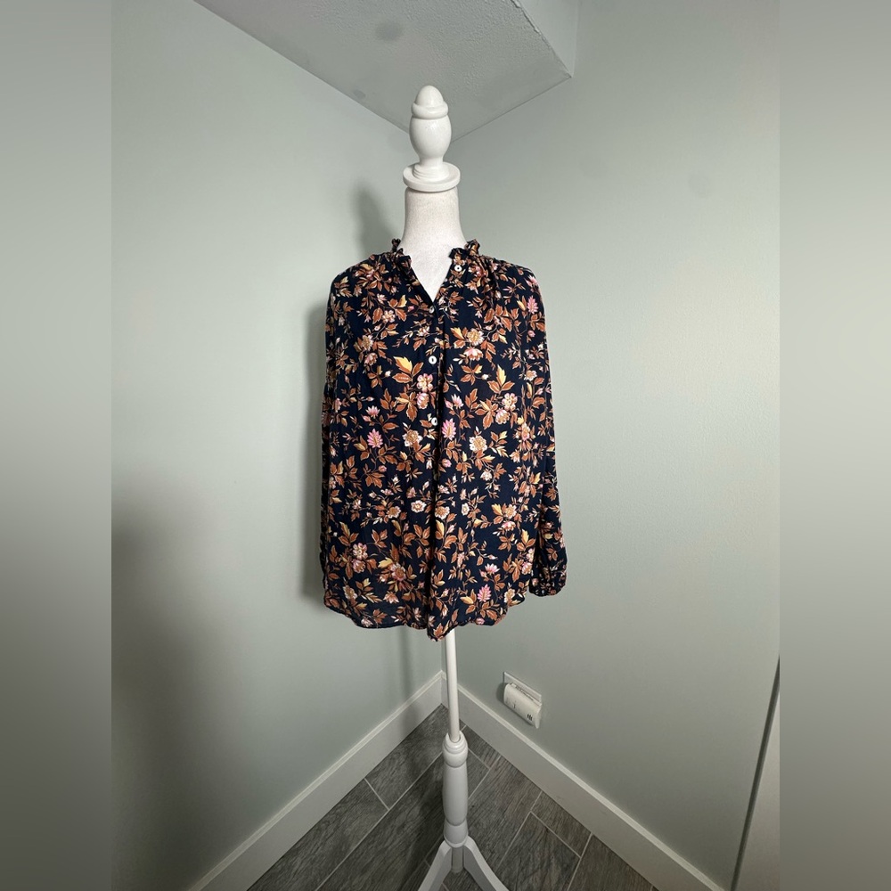 Milly New York Cotton  Floral Print Button Up  Blouse Size  XL - Picture 4 of 15